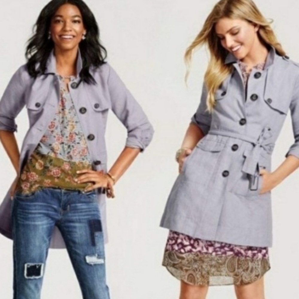 CAbi Tanner Linen- Cotton Blend Trench Coat